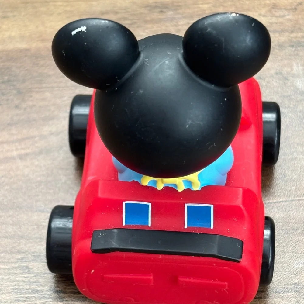 Disney Parks MICKEY MOUSE Baby Rolling Red Race Car Blue Stripes Toy Car